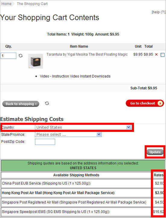 Estimate Shipping Costs
